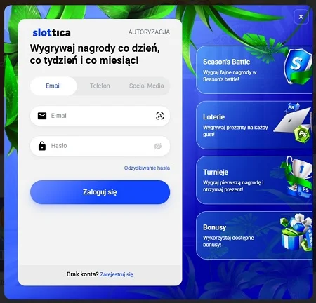 slottica-casino-formularz-autoryzacji